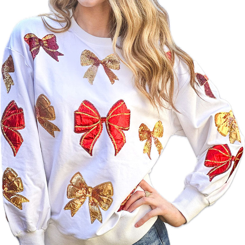 Christmas Bows Sequin Sweatshirt