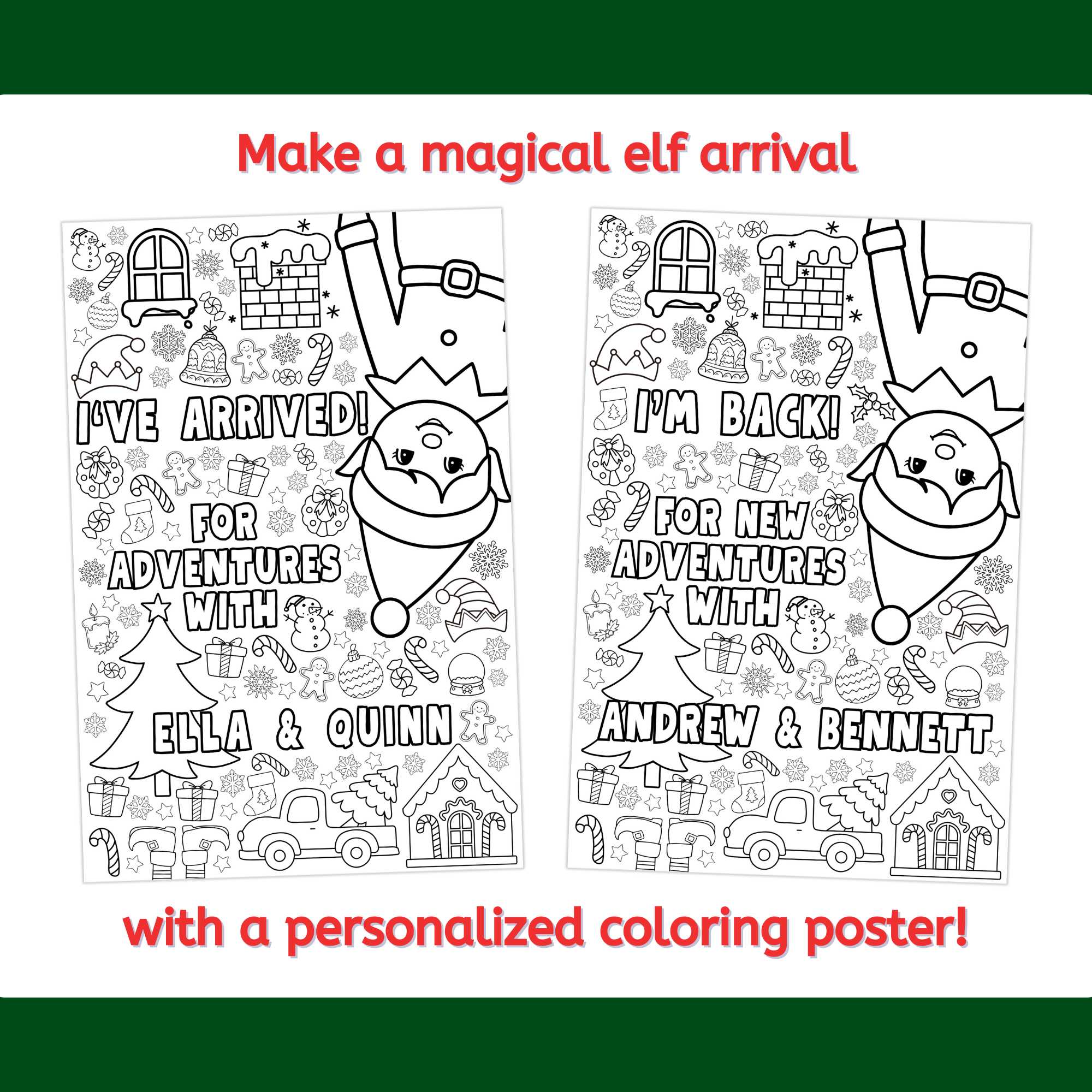 Elf welcome back arrival banner giant coloring poster grand entrance idea