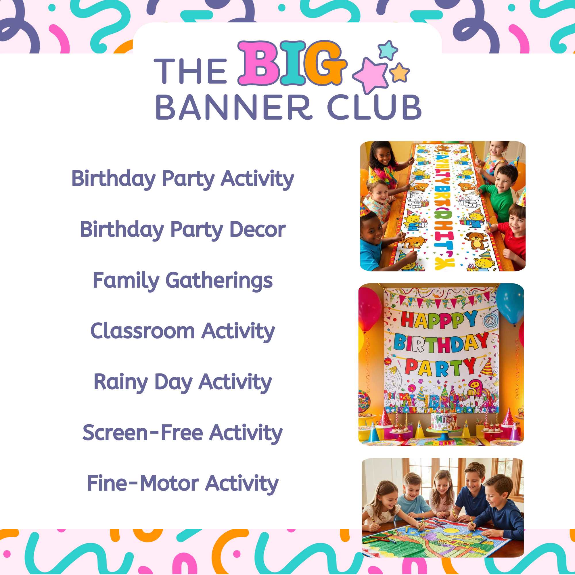 birthday party decoration tablecloth personalize coloring banner giant custom customized crayon marker pencils balloons cake cupcakes birthday party paper table runner