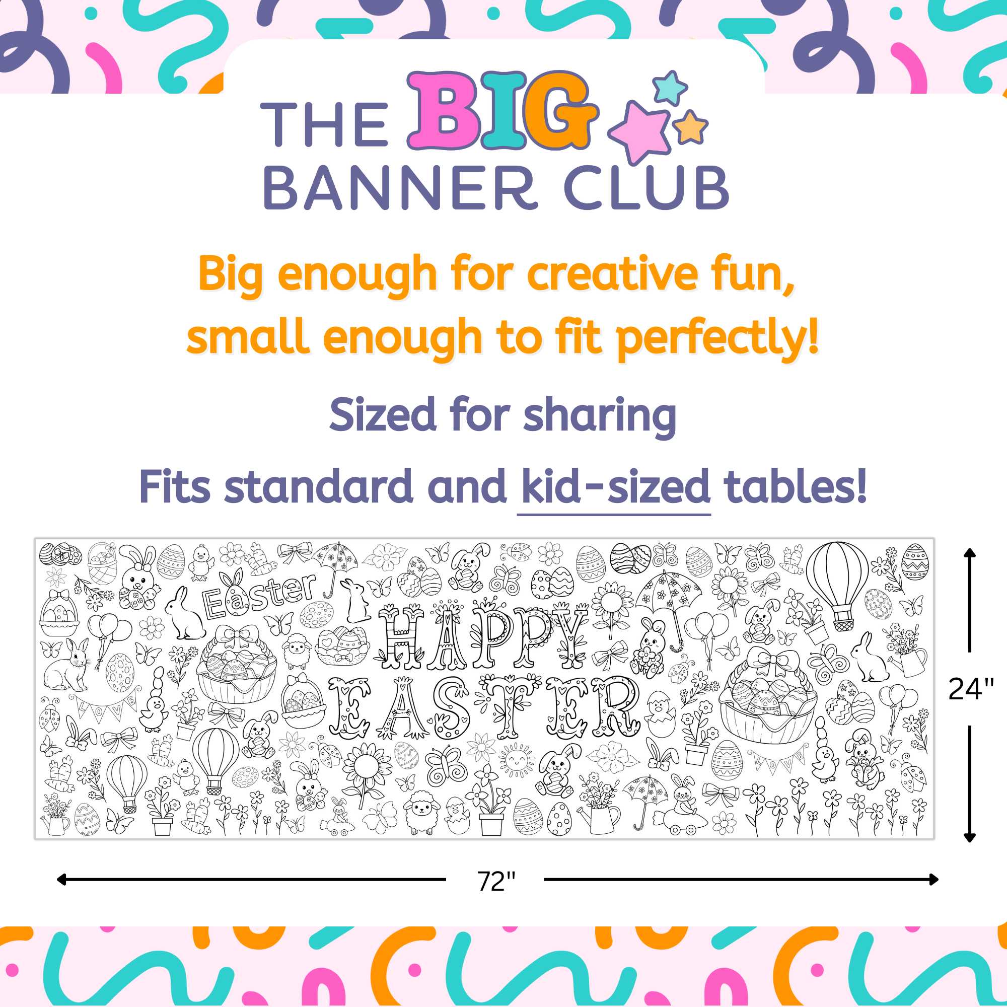 easter party decoration tablecloth table runner giant coloring banner giant large crayon paper tablecloth runner kids activity screen-free