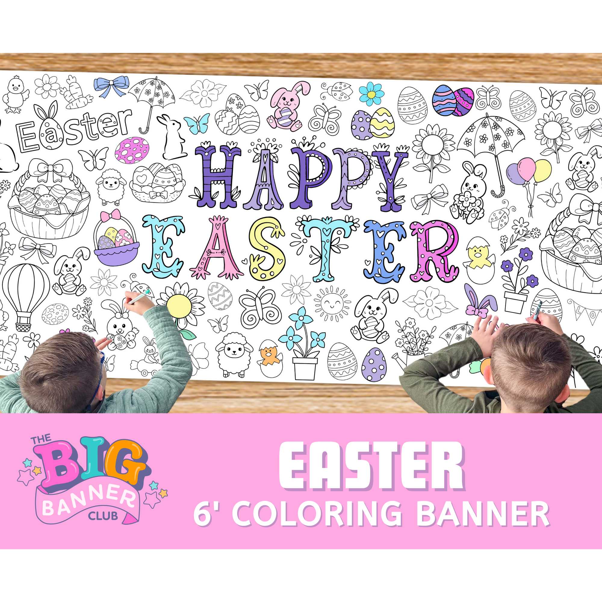 easter party decoration tablecloth table runner giant coloring banner giant large crayon paper tablecloth runner kids activity screen-free