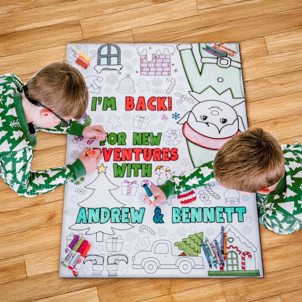 elf arrival day welcome back coloring sheet giant coloring banner big ideas grand entrance kids activity