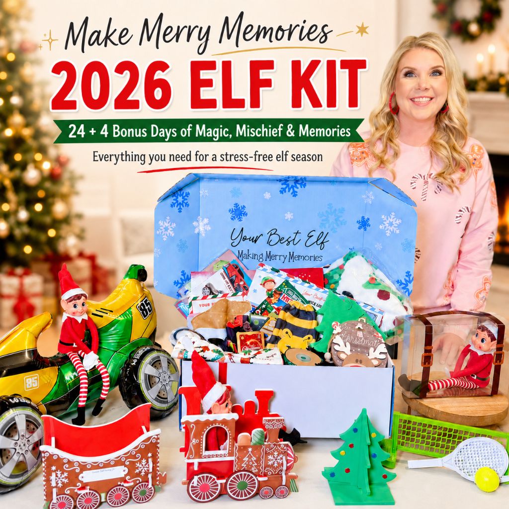 elf on the shelf kit, Elf Kit 2026, 24 Day Elf Kits so it doesn’t just sit on the shelf. This Elf Kit is full of magic, mischief, and ideas for your elf adventures this Christmas season. It includes a host of crafty ideas and games for all ages so they can image that arrival! Check out our shop for a fun elfin adventures while waiting around for Santa in December!