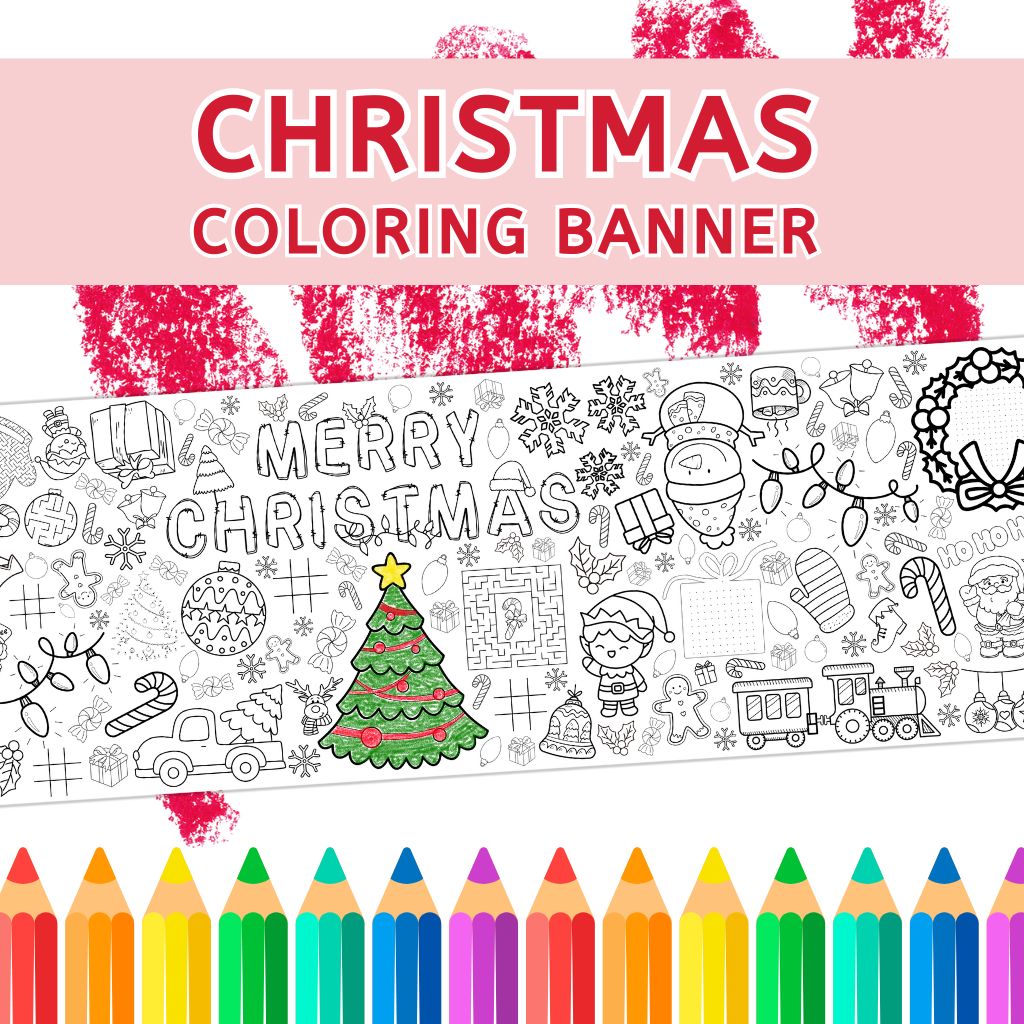 Christmas Coloring Paper Banner Poster