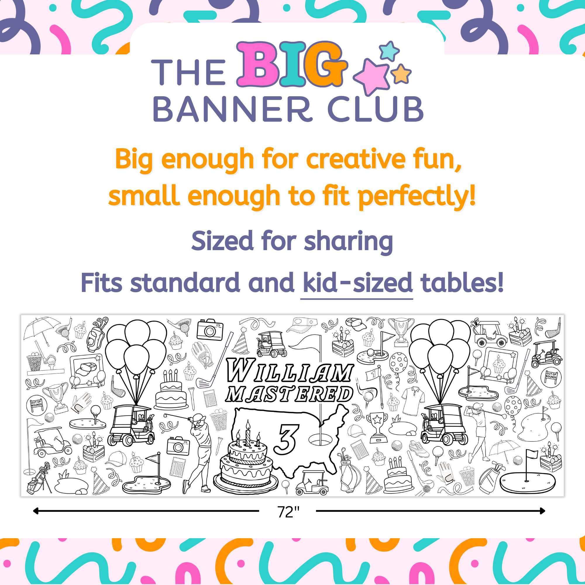 golf birthday party coloring banner