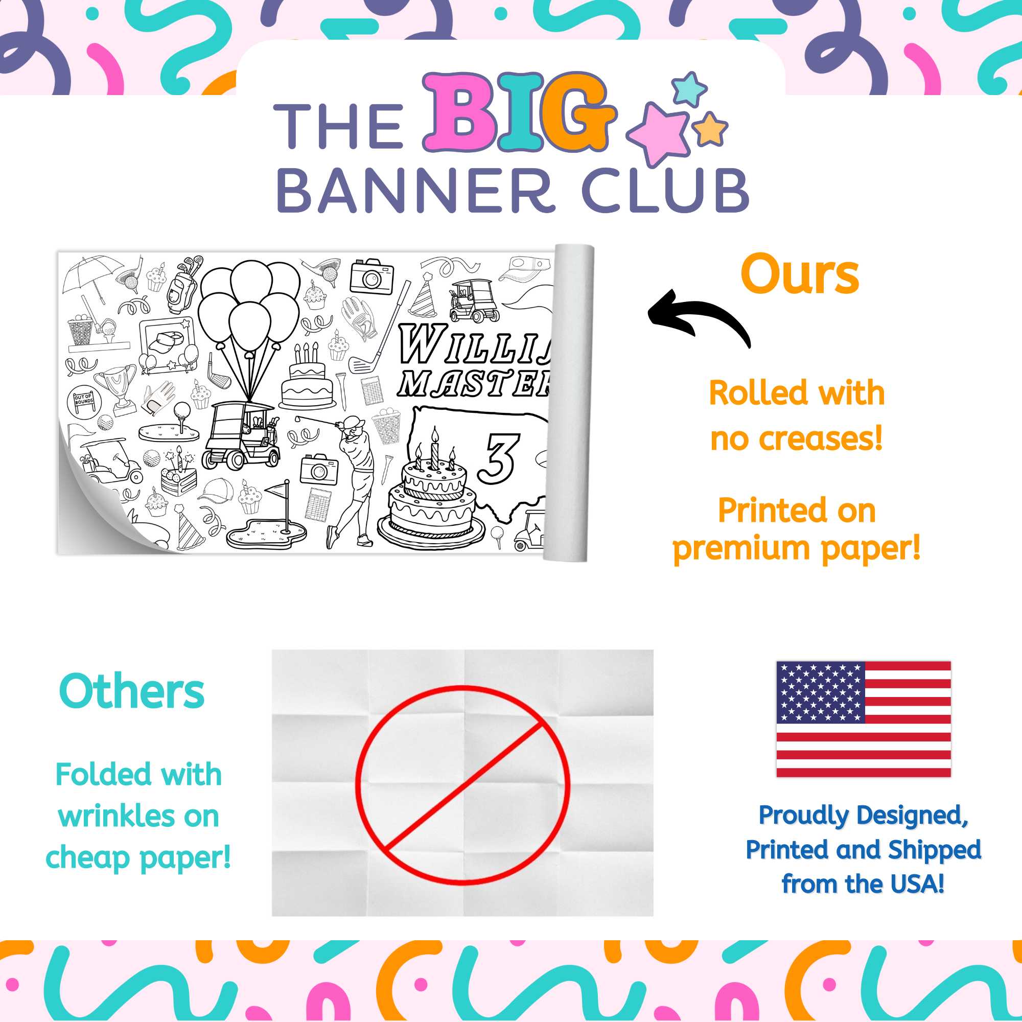 golf birthday party coloring banner