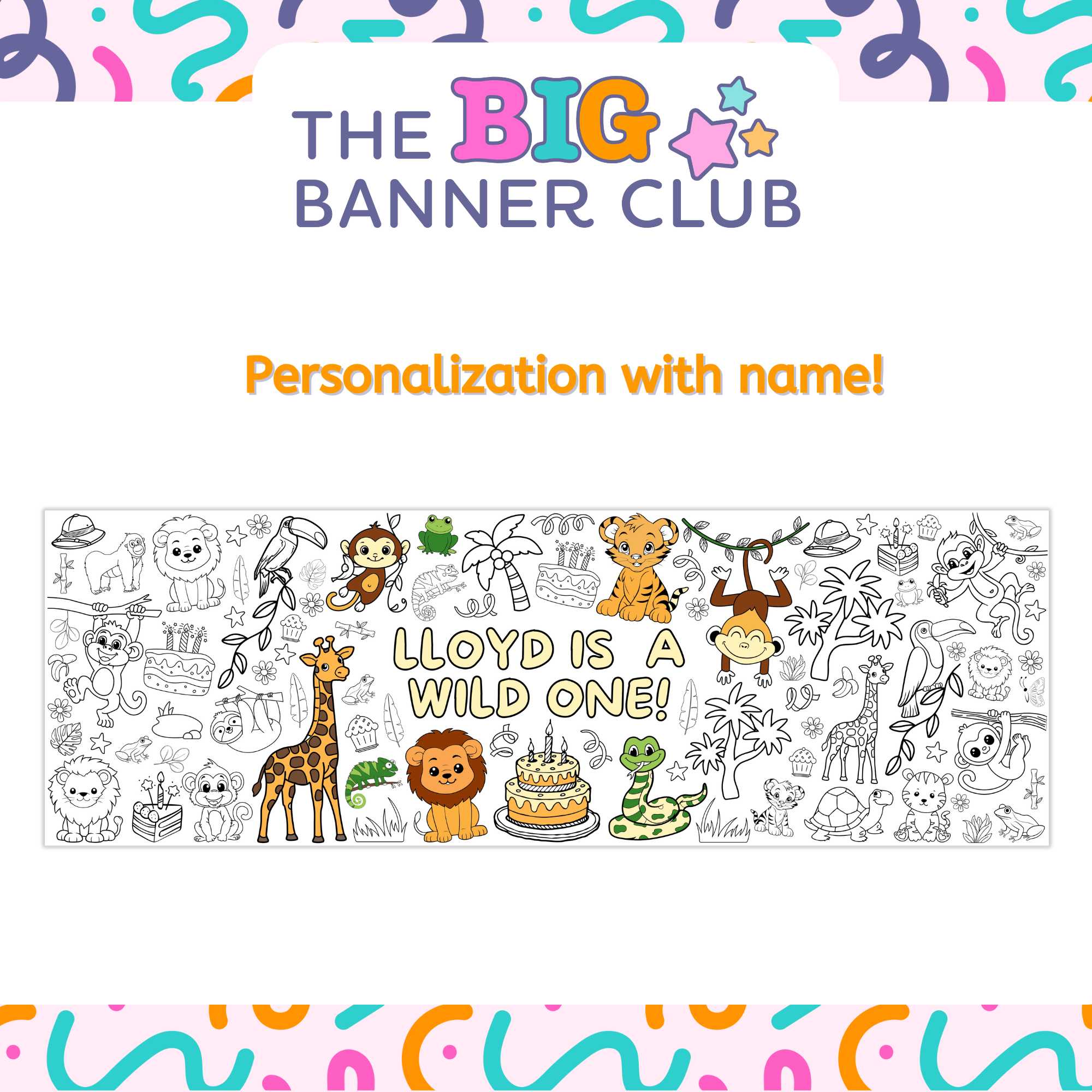 Wild Party Animals Birthday Banner Personalized