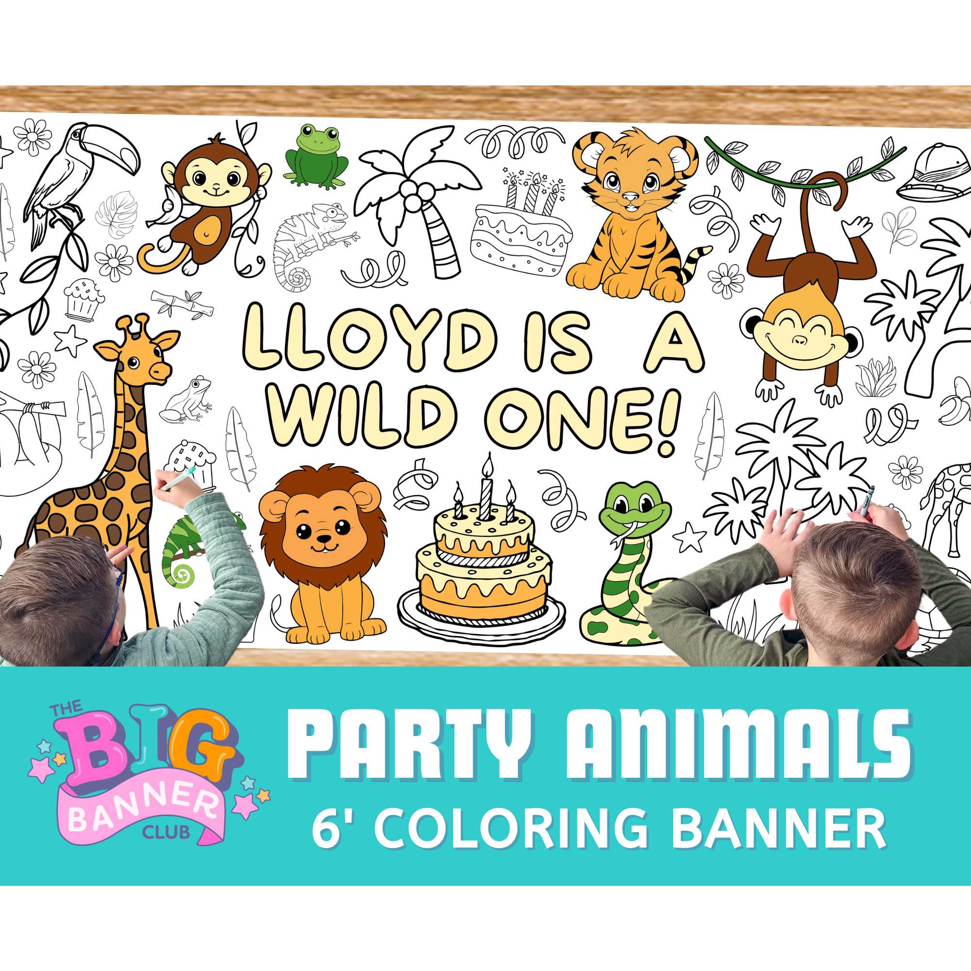 Wild Party Animals Birthday Banner Personalized