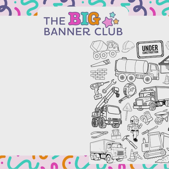 construction dump truck birthday party decor giant coloring banner custom personalize giant large crane construction sign truck decoration kids tablecloth table runner