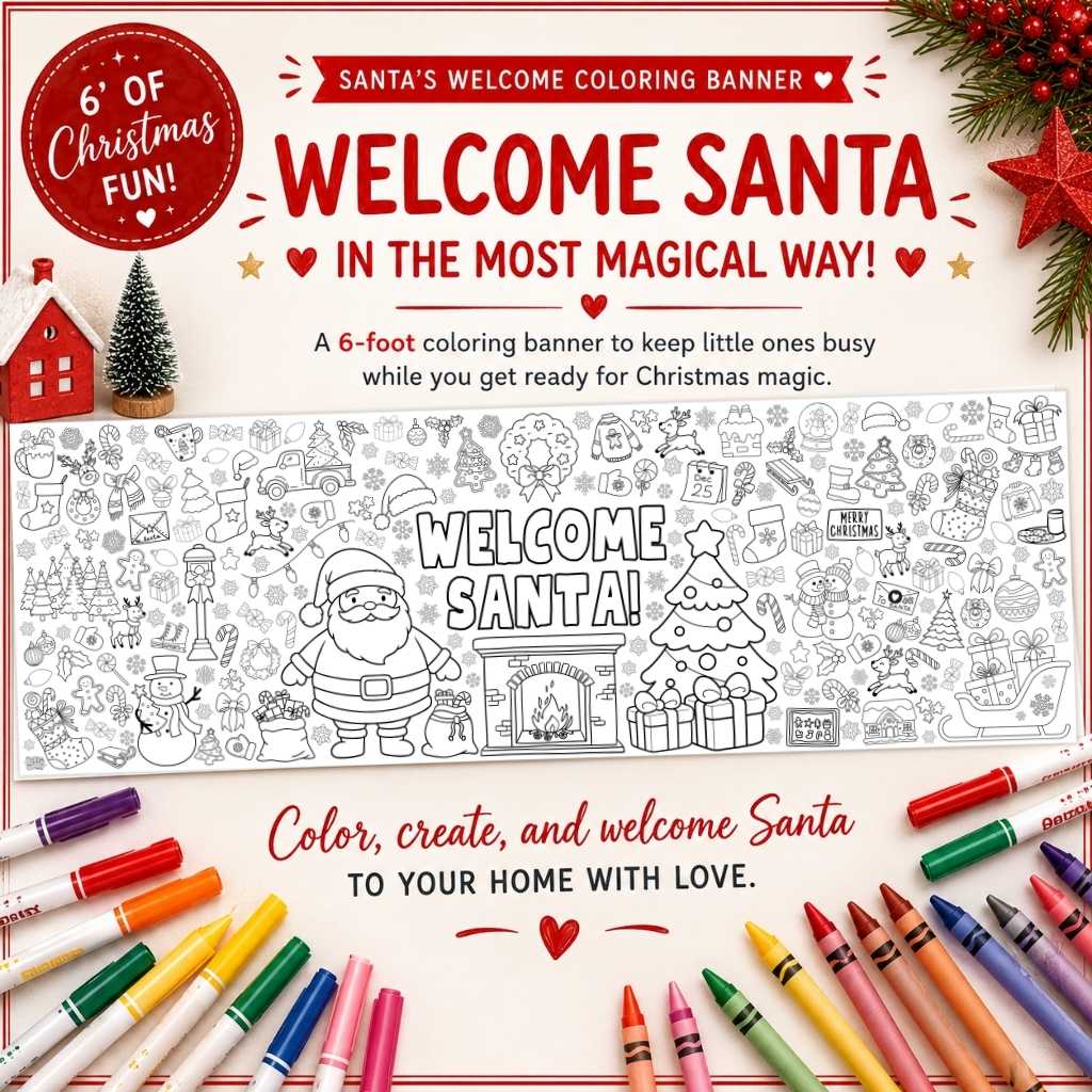 Santa Welcome Giant Coloring Banner | Christmas