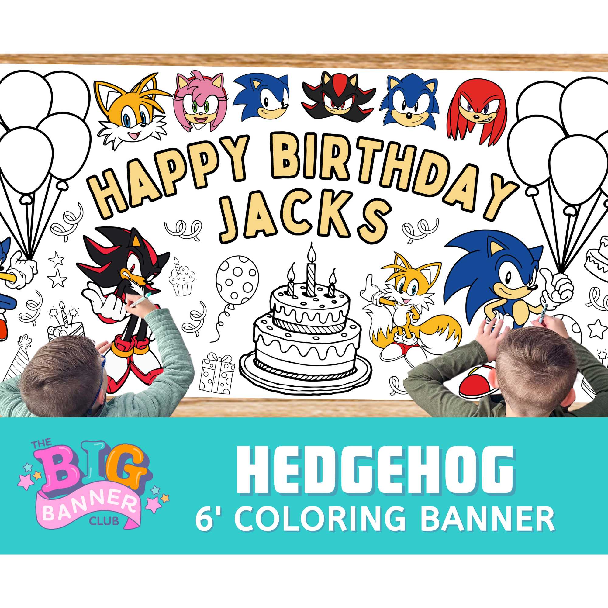 sonic the hedgehog birthday party decoration giant coloring banner tablecloth table runner decor