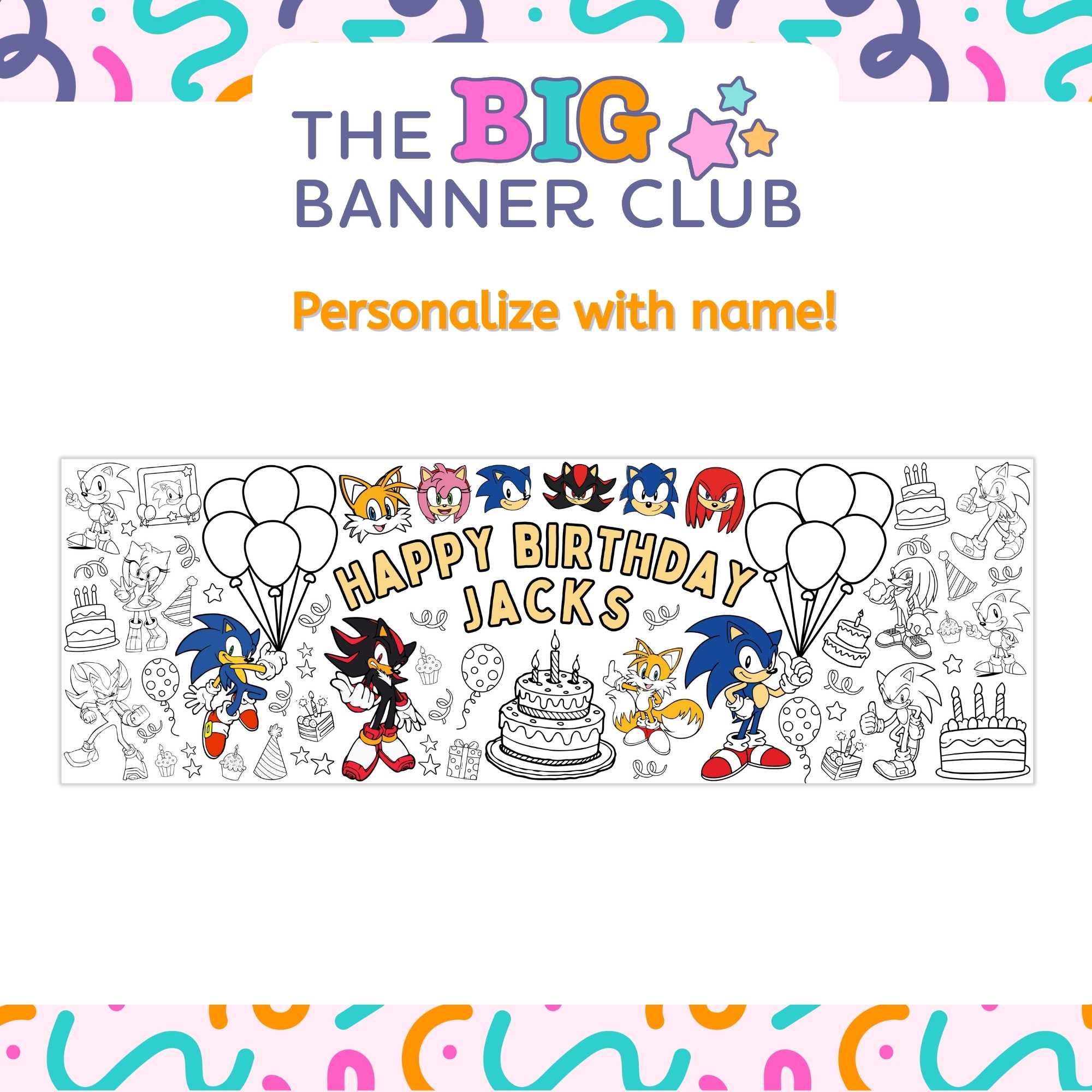 sonic the hedgehog birthday party decoration giant coloring banner tablecloth table runner decor