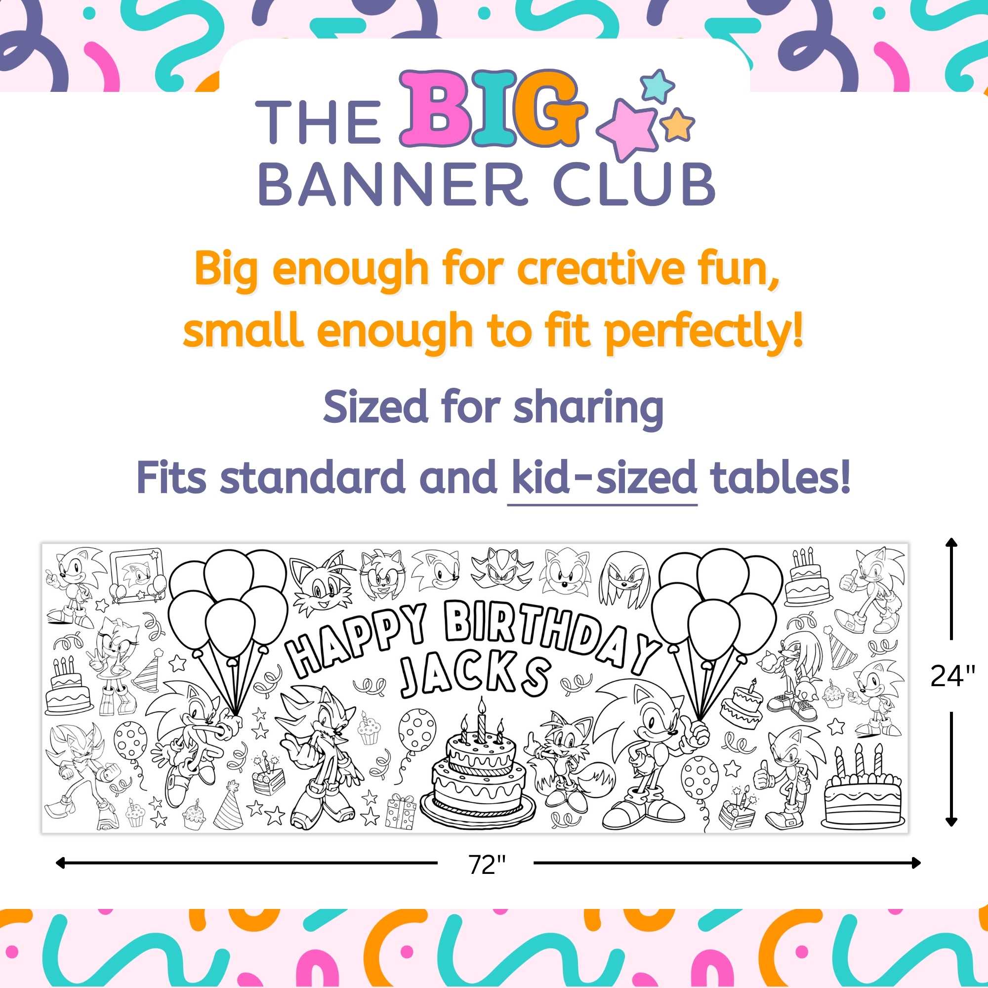 sonic the hedgehog birthday party decoration giant coloring banner tablecloth table runner decor