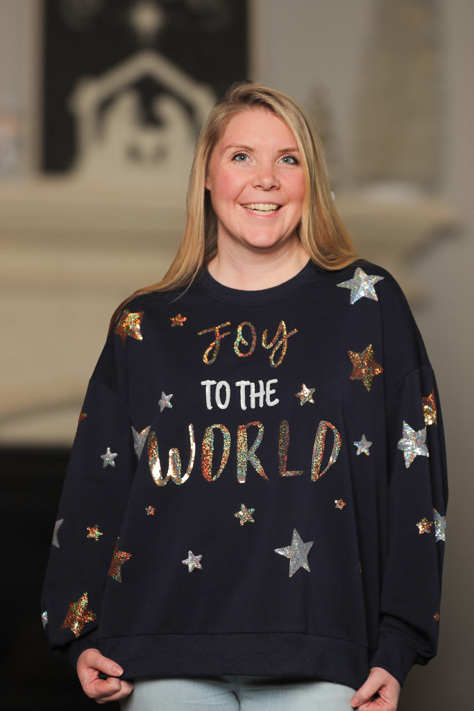 sparkle like a queen joy to the world christmas sequin sweatshirt