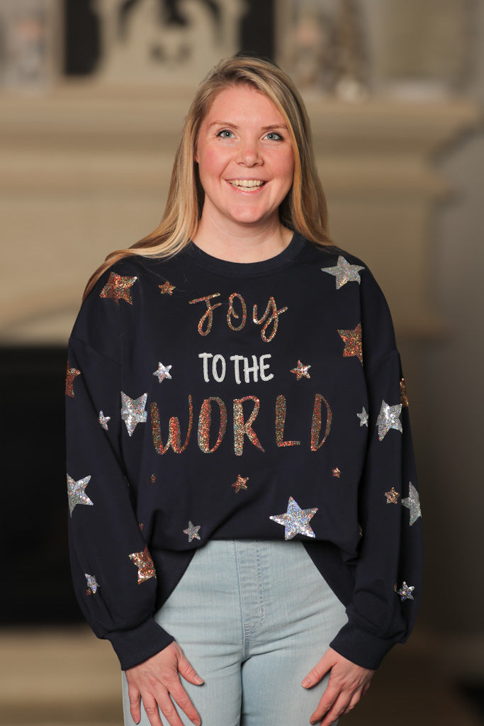 sparkle like a queen joy to the world christmas sequin sweatshirt
