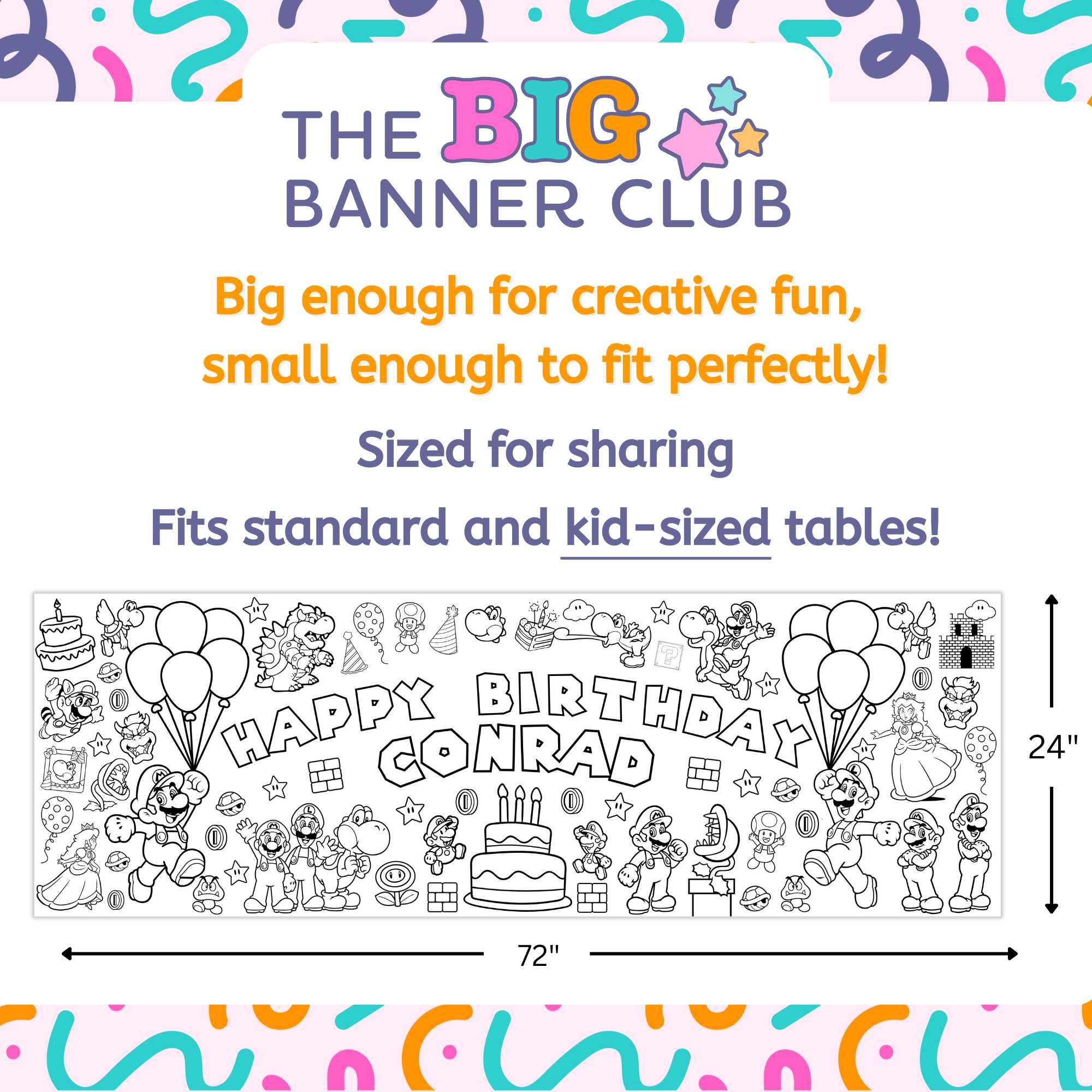 super mario brothers birthday party decor tablecloth giant coloring banner custom personalize giant large luigi bowser decoration kids table runner