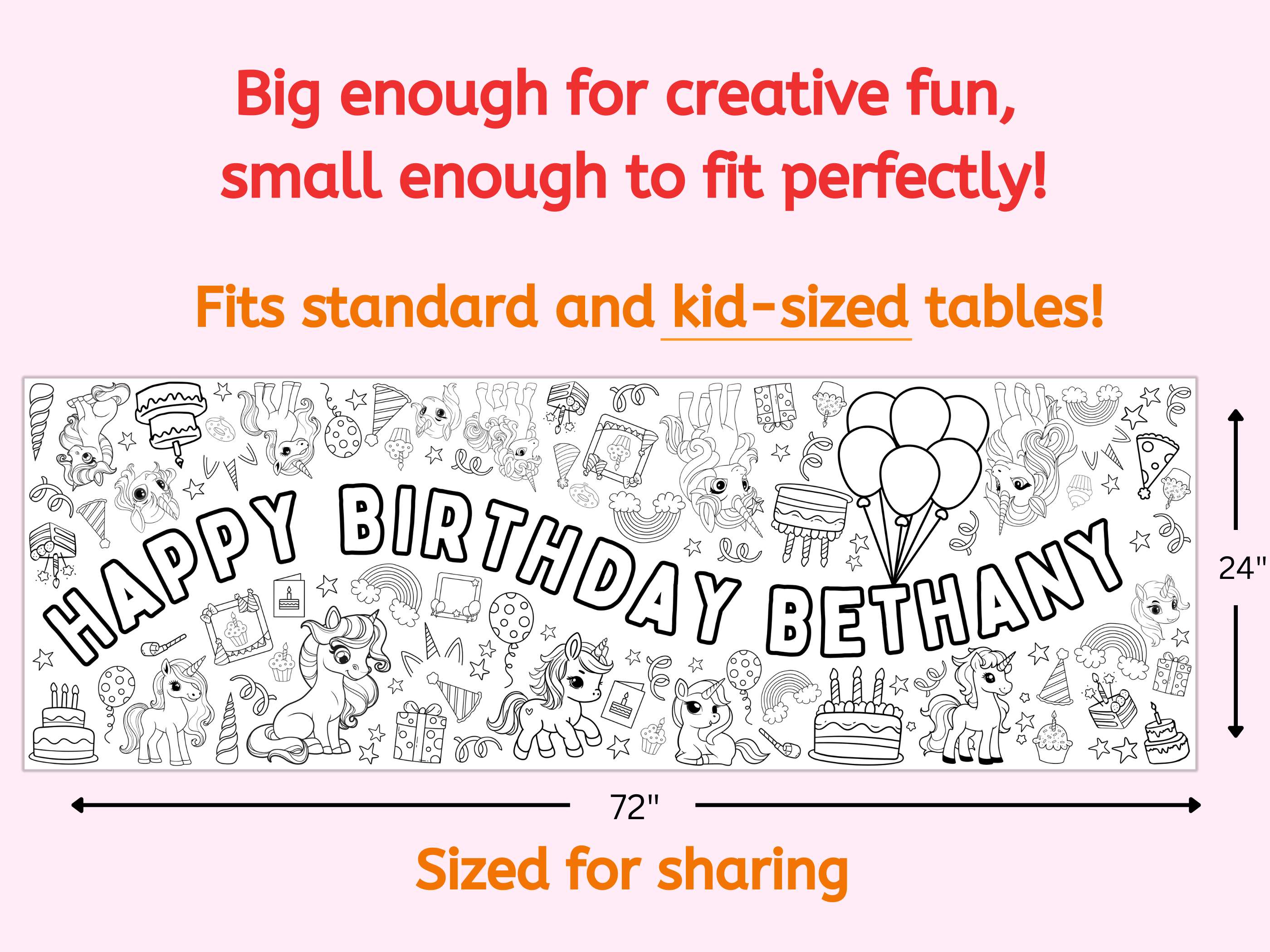 unicorn rainbow magic birthday giant coloring banner custom giant personalize happy birthday big banner club table runner paper tablecloth