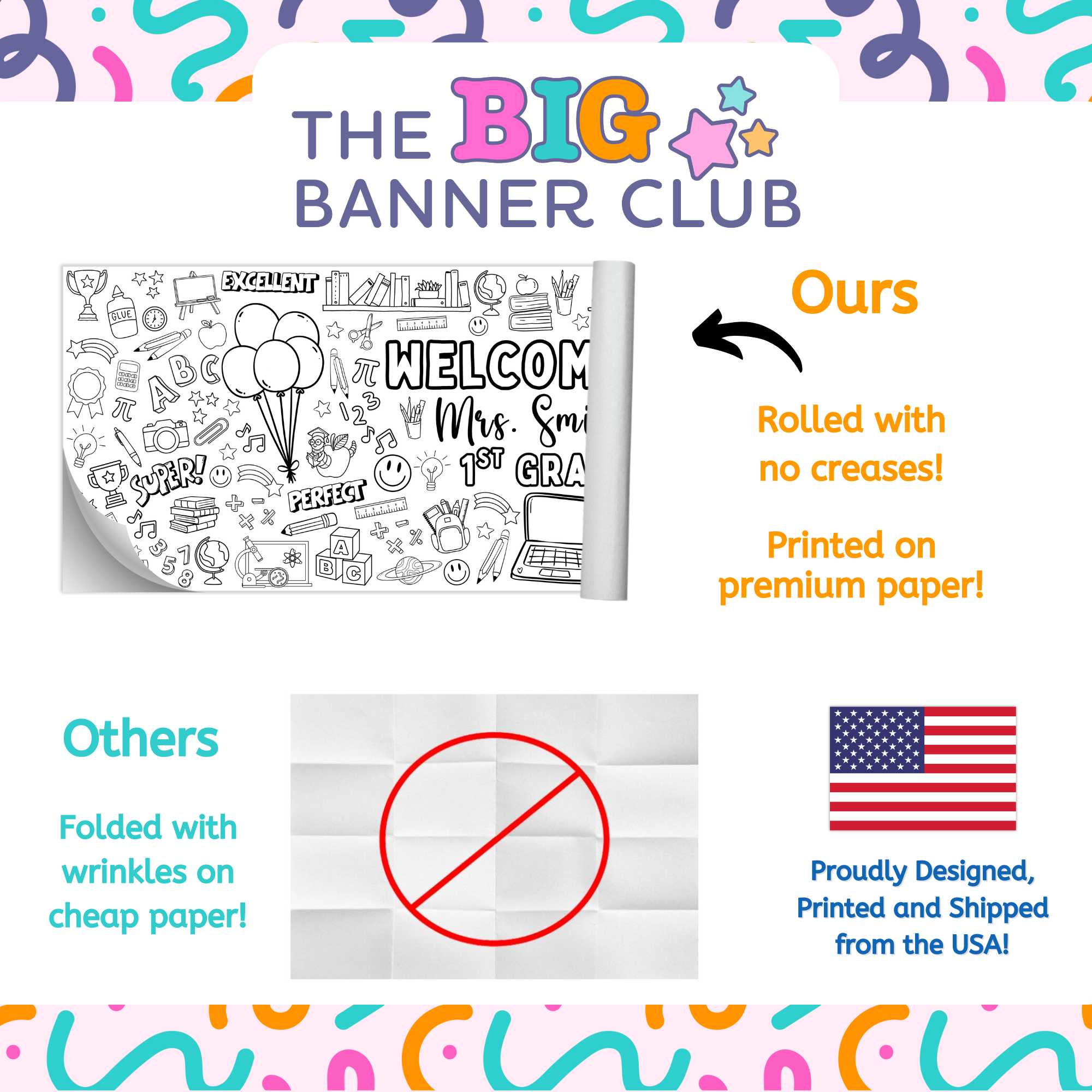 back to school, welcome back, giant coloring banner, kids activity, first day of school, first day of school banner, tablescape, back to school decoration, back to school decor