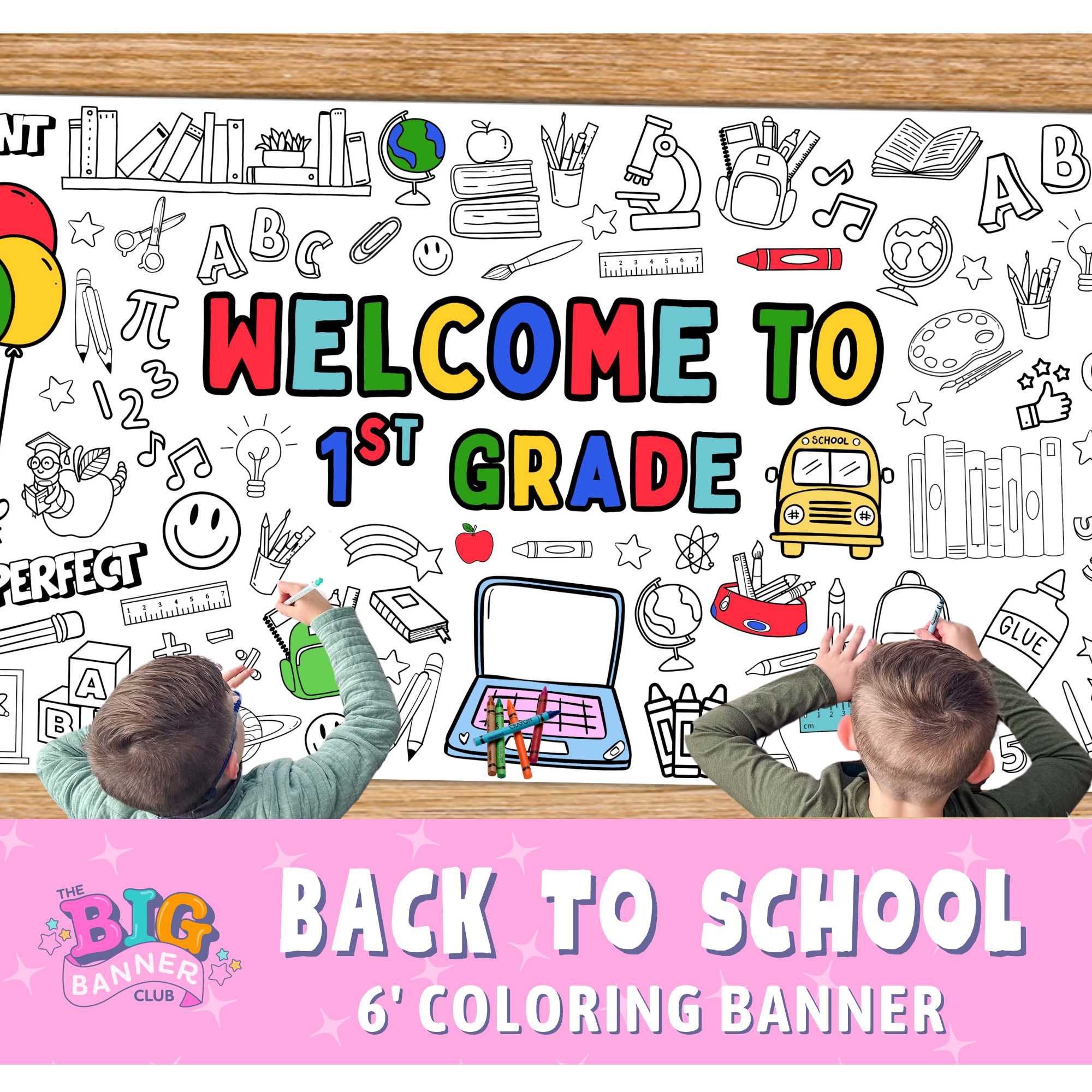 back to school, welcome back, giant coloring banner, kids activity, first day of school, first day of school banner, tablescape, back to school decoration, back to school decor