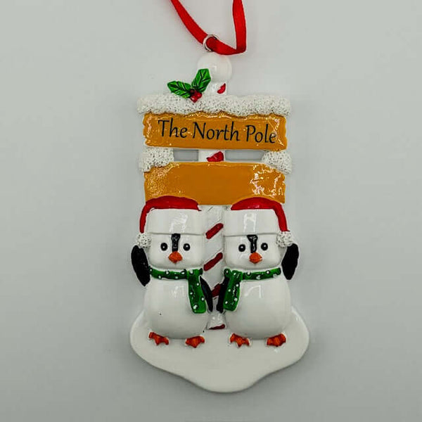 Personalized North Pole Penguin Family Ornament - Your Best Elf