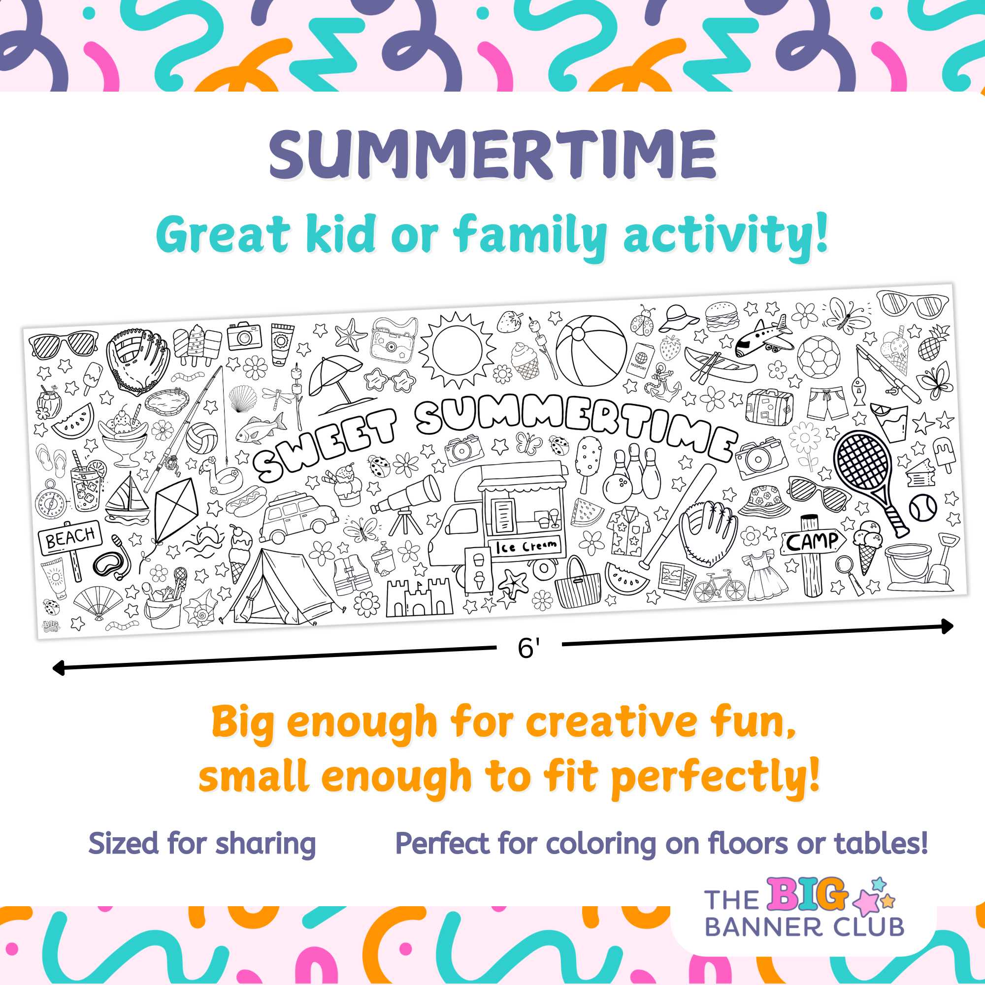 Summer Coloring Banner Bundle | July 4th 250th Anniversary | Back to School | Kids Activity