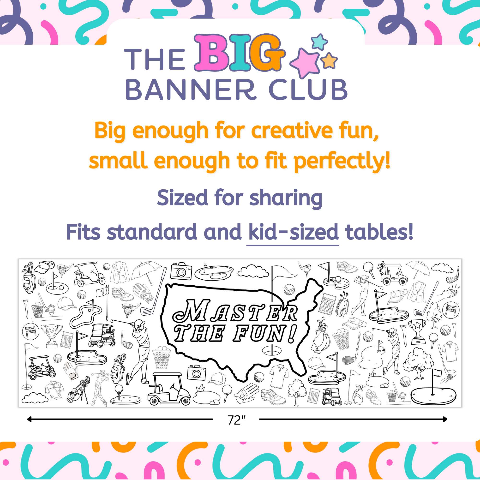 masters tournament golf themed party decoration giant coloring banner kids tablecloth table runner paper decor tee golfball edition
