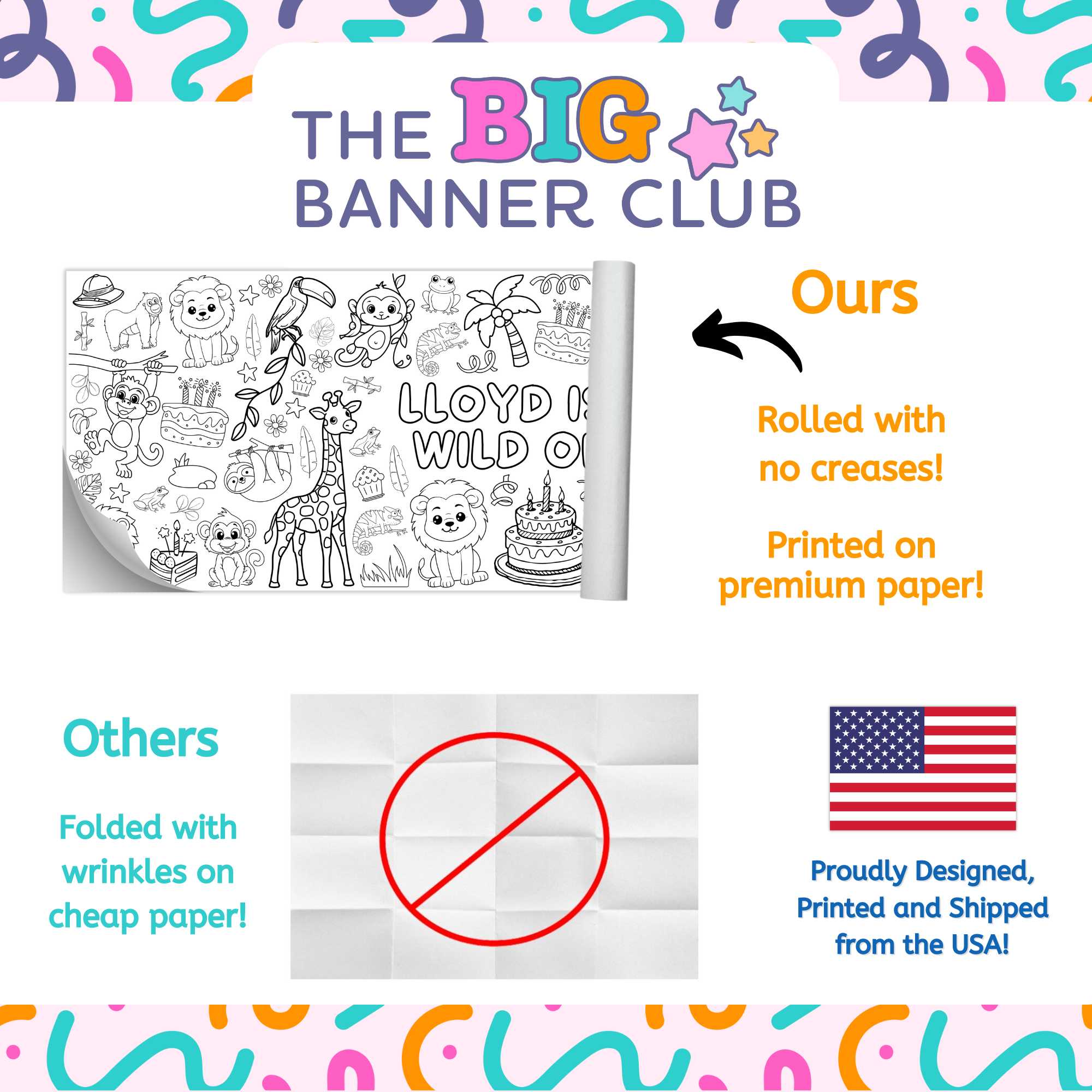 Wild Party Animals Birthday Banner Personalized