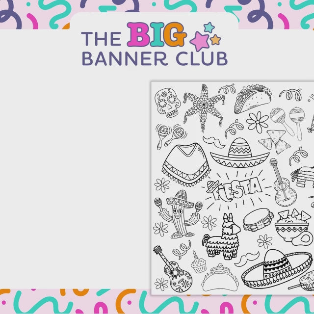 birthday fiesta party decoration tablecloth table runner giant coloring banner personalize custom large spanish mexican birthday cinco de may party