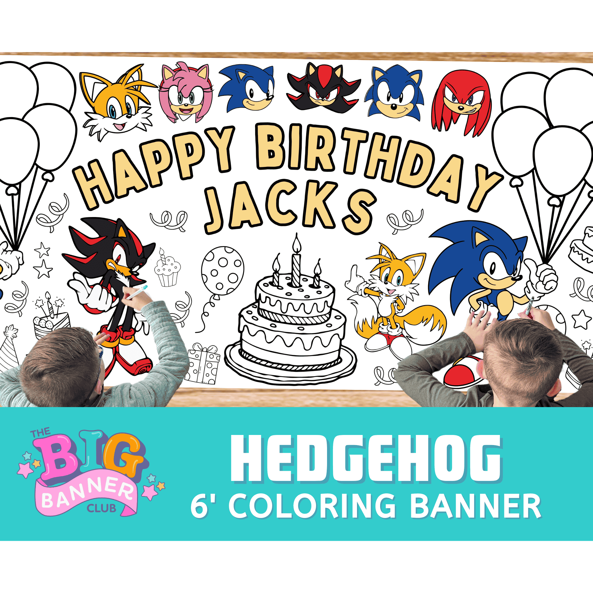 sonic the hedgehog birthday party decoration giant coloring banner tablecloth table runner decor