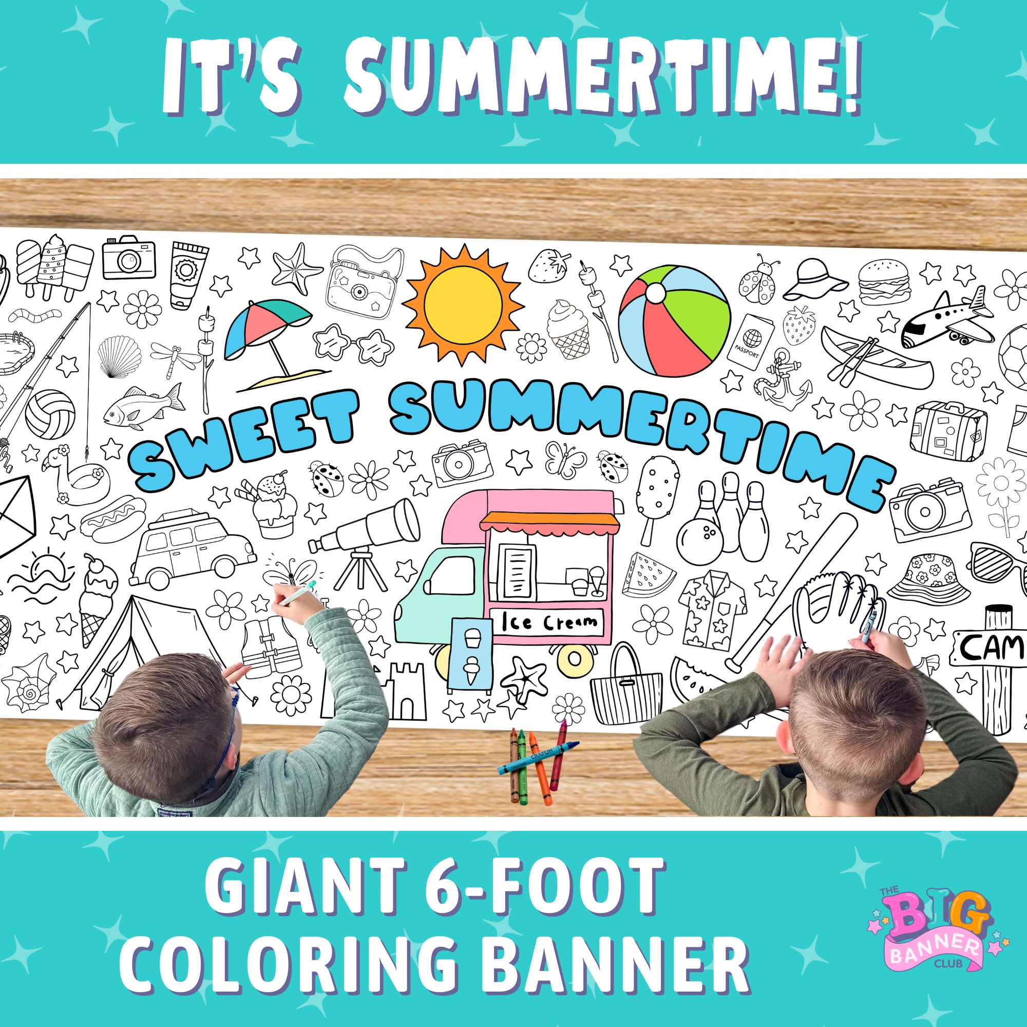 sand sun and fun summer giant coloring paper banner kids activity rainy day beach fun large giant table cloth table runner poster