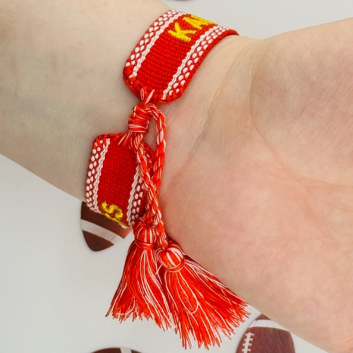 Kansas Swiftie Chiefs Tassel Bracelet | Adult Bracelet | swiftie friendship bracelet | Red Kingdom | KC Chiefs - Your Best Elf